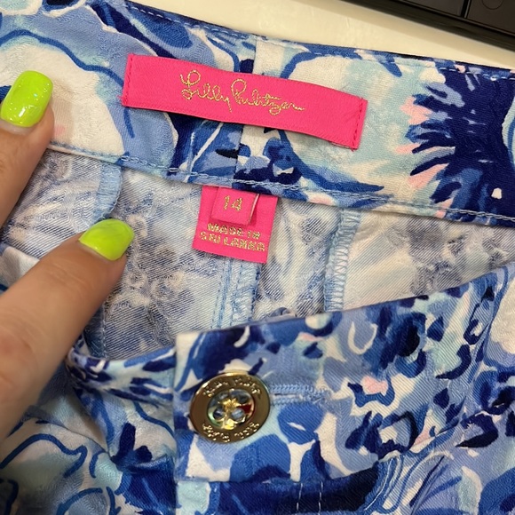 Lilly Pulitzer blue coastal catch and keep Kelly pants 14 blue floral - Picture 3 of 5